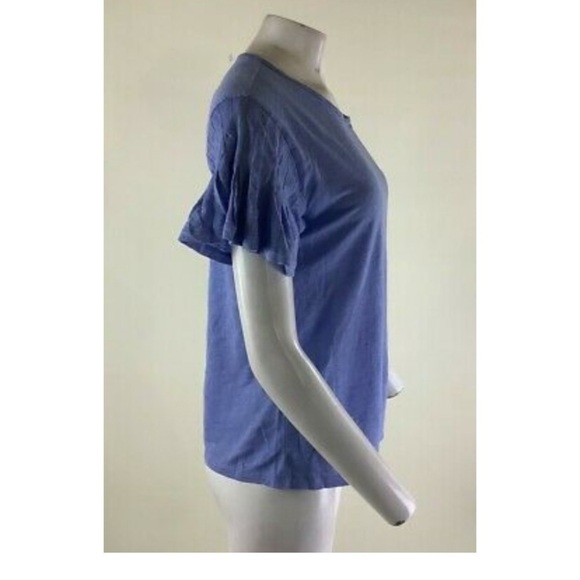 NWT J Crew Sz S Linen Flutter Sleeve Tee Blue 100% Linen Short Sleeve Casual - Picture 4 of 7